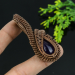 Natural Sage Amethyst Gemstone Handmade Copper Wire Wrap Pendant 2.25 u3v54