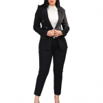 2 tk/komplekt Naiste mantlip&uuml;kste &uuml;likond Kaherealine pikkade varrukatega Cadigan rev&auml;&auml;riga jope k&otilde;rge v&ouml;&ouml;kohaga, n&ouml;&ouml;biga, lukuga, suletav Slim Fit p&uuml;ksid, naiste OL commute 2XL must