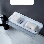 Double Grid Soap Holder Shampoo Hoiustamine K&ouml;&ouml;k Vannituba K&auml;snahoidja valge