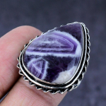 Natural Chevron Amethyst Gemstone Handmade 925 Steling Silver Ring Size 8 s4b46
