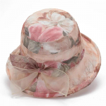 WTEMPO Elegant Begonia Print Organza Derby M&uuml;tsid Kerge p&auml;ikesek&uuml;bara m&uuml;ts naiste &otilde;ues reisimiseks ja rannas, ideaalne emadep&auml;eva kingitus 56-58cm