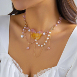 Magus akr&uuml;&uuml;list s&uuml;dame liblika kaelakee naiste t&uuml;drukutele 2000. aastate esteetiline Y2K Choker kaelakee imitatsioon p&auml;rli ketid tuti ehted