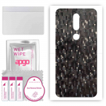 apgo Protective Skin Sticker for the back compatible with Nokia 7.1, Wrap Film, Foil, Vinyl - Pattern Carbon Black Pixel