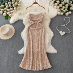 Seksikad punased litriga kleidid naistele V-kaelusega varrukateta tippklassi Bodycon peokleit, tagumik kalasaba Vestidos S aprikoosi