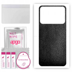 apgo Protective Skin Sticker for the back compatible with Poco M4 5G India, Wrap Film, Foil, Vinyl - Pattern Black Leather