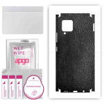 apgo Protective Skin Sticker for the back+sides compatible with Samsung Galaxy A42 5G, Full Wrap Film, Foil, Vinyl - Pattern Black Leather