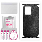 apgo Protective Skin Sticker for the back+sides compatible with Vivo S12 Pro, Full Wrap Film, Foil, Vinyl - Pattern Black Leather