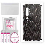 apgo Protective Skin Sticker for the back+sides compatible with Xiaomi Mi Note 10, Full Wrap Film, Foil, Vinyl - Pattern Carbon Black Pixel