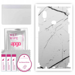 apgo Protective Skin Sticker for the back+sides compatible with Samsung Galaxy A10s, Full Wrap Film, Foil, Vinyl - Pattern White Marble