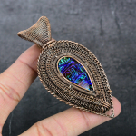 Natural Dicorich Glass Gemstone Copper Wire Wrap Gift Jewelry Pendant 3.39 o8y63 black