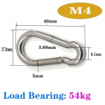 M4/M5/M6/M8 Multifunctional 304 Stainless Steel Spring Snap Carabiner Quick Link Lock Ring Hook snap shackle Chain Fastener Hook 1 PCS