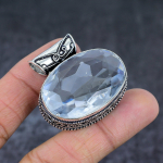 Natural White Topaz Gemstone 925 Sterling Silver Jewelry Pendant 1.58 j4h62