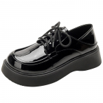 Briti Style Loafers Naiste kevad ja s&uuml;gis Uued pitsilised paksu tallaga kingad mustad v&auml;ikesed nahast kingad Retro Mary Jane kingad naistele 34