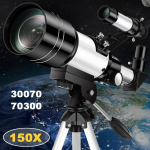 Professionaalne astronoomiline monokulaarne teleskoop, 150-kordne suum HD &ouml;ise n&auml;gemise vaade Kuut&auml;ht F30070 valge