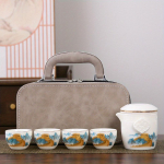 Lambaliha rasvane Jade valgest portselanist reisikomplekt Kung Fu teekomplekt Nelja tassiga pott kaasaskantav kotikomplekt v&auml;litingimustes keraamiline tee kiirtass