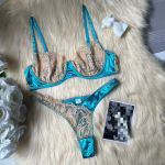 Naiste seksikas l&auml;bipaistev v&otilde;rkpesukomplekt, pitsiline aluspesu komplekt Underwire koostatud Push Up rinnahoidja ja alusp&uuml;kste komplekt S roosa