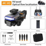 P18 8K HD drooni kahe kaameraga professionaalne harjadeta optiline voolu positsioneerimine takistuste v&auml;ltimiseks kokkupandav UAV RC Quadcopteri m&auml;nguasi kingitus 4K 1 battery must