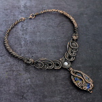 Natural Copper Sodalite, Moonstone Copper Wire Wrap Jewelry Necklace 18 f4u82