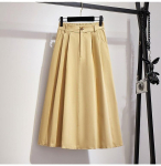 Qoothi ​​kevadsuvi k&otilde;rge v&ouml;&ouml;kohaga keskmise pikkusega Mori solid A-kujuline seelik naiste elegantne preppy stiilis pikk seelik QT1840 One Size beež