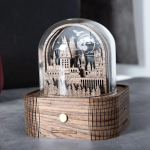 Heideggeri teemaline muusikakarp K&auml;sitsi valmistatud retro puidust muusikakarp Au ja maagia kooli kinkemuusikakarp beebile