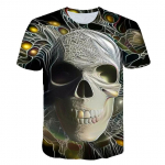 Vintage Skull Tees Meeste suvised T-s&auml;rgid Meeste T&auml;navar&otilde;ivad 3D Prindiga T-s&auml;rk Moodne kaelus l&uuml;hikeste varrukatega topid S