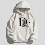 Unisex Letter Bear Print kapuuts, pul&ocirc;ver casual, moda natal&iacute;cia, solto Street Wear, skate, monocrom&aacute;tico, novo, outono, 386 S