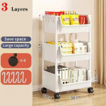 Mobiilne raamaturiiul K&auml;ru koduk&ouml;&ouml;gi korrastajad ja hoiurest Kodu Vannitoa k&auml;ru Ratastega Elutuba Suupistete riiulid 3 Layer valge