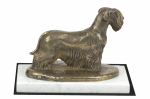 Cesky Terrier, Czech Terrier, Bohemian Terrier - dog figurine, statue on white marble, trophy for Art-Dog dog show exhibition
