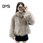 Auutmn Winter Lady Cardigan Mantel Karvane Palus Stand krae Soojust hoidev Pikad Varrukad Paksendatud L&uuml;hike T&uuml;&uuml;p &Uuml;hev&auml;rviline Kunstkarusnahast jope S beež