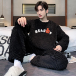 Meeste pidžaama korallifliisist s&uuml;gis- ja talvine pluss sametist paksendatud meeste poiste talvesoe flanellist koduteenindus&uuml;likond 3XL