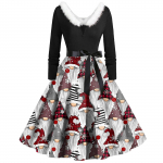 Naiste vintage pikkade varrukatega j&otilde;ulutr&uuml;kk 1950. aastate koduperenaise &otilde;htupeokleit M must