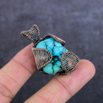 Tibetan Turquoise Gemstone Handmade Copper Wire Wrap Jewelry Pendant 1.77 i5a59 black