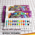 DIY laste 12 ml 12 v&auml;rvi akr&uuml;&uuml;lv&auml;rvide komplekt v&auml;rvituubidega 12 ml 12 colors purple box