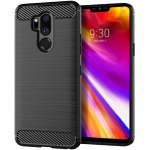 P&otilde;rutuskindel silikoon&uuml;mbris LG G7 Thinq G7 One jaoks s&uuml;sinikkiust &uuml;mbrised telefonile lg g7+ thinq LG X5 Q9 One harjatud tekstuuriga telefoni kaas LG G7 Thinq must