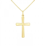 Pendentif - L&Eacute;A & ARTHUR - Croix Bomb&eacute; - Or Jaune 375 - Hauteur 2,5cm - Bijou Enfant