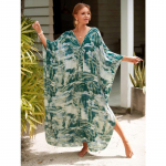 Naiste boheemlaslik kleit, pluss-suuruses kontrastse ja avara l&otilde;ikega vabaaja rannakaftanist kleit One Size