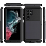 Luksuslik &uuml;mbris Samsung S24 S23 S22 S21 S20 Ultra Plus Note 20 Ultra jaoks Tugeva kaitsega Doom Armor Metallist Alumiiniumkate Samsung S24 Ultra must