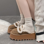 Moodsad Karusnahast Platvormiga Suede Sussid Korterid Soojad Pl&uuml;&uuml;sist Puuvillased Kingad Vabaaja Slingback Mulad Talv 2025 Trend Mugavad Libisemiskindlad Zapatos Mujer 35 khaki