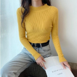 S&uuml;gis ja Talv Uus Pikkade Varrukatega Pullover Mitmek&uuml;lgne &Uuml;hev&auml;rviline Korea Stiilis Poolk&otilde;rge Kaelusega &Otilde;pilase Slim Kootud Aluss&auml;rk Naiste Topid One size