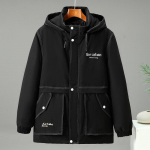 Meeste talvekapuutsiga paks jope vabaaja mood must jope Meeste talveparkad, suur suurus 12XL 195 kg 10XL must