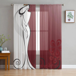 Roosa roosi lillekimp Valge &scaron;ifoonist l&auml;bipaistvad kardinad elutuppa magamistuba kodukaunistuseks Aken Voiles T&uuml;llkardinad kardinad W135 x H115cm x1&Rod Pocket