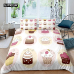 Multikas Koogikuningas Kuninganna Tekikate Magustoit Cupcake J&auml;&auml;tis Voodipesukomplekt Lastele &Otilde;nnelik S&uuml;nnip&auml;ev Pol&uuml;ester Tekikate Lastekingitused EU single(135x200cm)