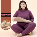 S&uuml;gis- ja talvine lambaliha fliisist naiste kaameli fliisist termopesu komplekt + p&uuml;ksid 5XL lilla