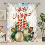 2tk komplekt punased j&otilde;ulukardinad - pehme pol&uuml;ester, varrastega tasku disain elu- ja magamistoa k&ouml;&ouml;gi sisekujunduseks - masinpestav W65X60H(cm)X2Pcs&Grommet Top