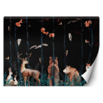 Tapeet Metsloomad hirv karu rebane 100x70 must