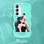 V&auml;rvitud muster Big Wave Edge pehme silikoon materjal Macaron telefoni &uuml;mbris p&otilde;rutuskindel kaitsev kummist korpus OnePlus Vivo Motorola Moto jaoks Vivo Y01A must