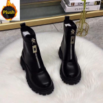 Naiste kingad S&uuml;gis- ja talvine fliis paksendatud soojad saapad Paksu tallaga nahast kingad T&auml;iesti sobiv mood 35 lahe must v&auml;rv