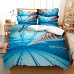 Ujumine basseinis Voodipesu Tekikott Komplekt 3D Digitaaltr&uuml;kk Voodipesu Moodne Disain Tekikott Voodipesu Komplektid Voodikomplekt EU single(135x200cm) blue
