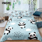 Must-valge Panda tekikott poistele t&uuml;drukutele armas hiiglaslik panda tekikott lastele multifilmi loomamustriline tekikott EU single(135x200cm)