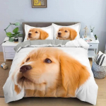 Koera tekikoti komplekt Kuldne retriiver Kuninga suurusega voodipesukomplekt Poistele T&uuml;drukutele Mikrofiiber 3D Lemmiklooma teemaline Loom Naljakas Koera tekikate 70x133cm 2pcs